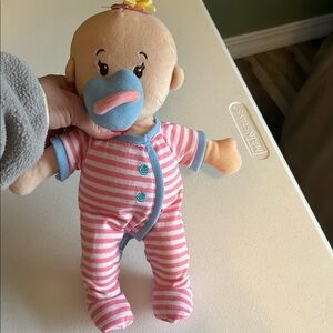 Pink Striped Baby Doll with Blue Pacifier